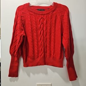 Tahari Women's Cable Knit Red Sweater Size Large‎